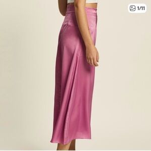 Elegant Pink Satin Skirt